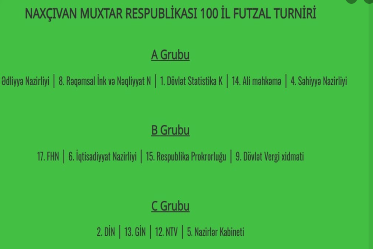 Dövlət qurumları arasında turnir keçiriləcək